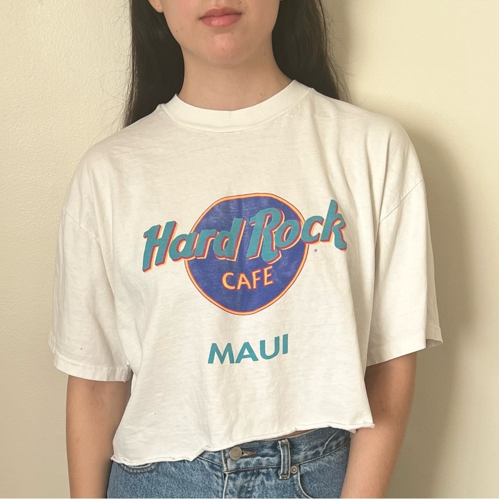 Vintage 90s Hard Rock Cafe Maui Cropped Tee